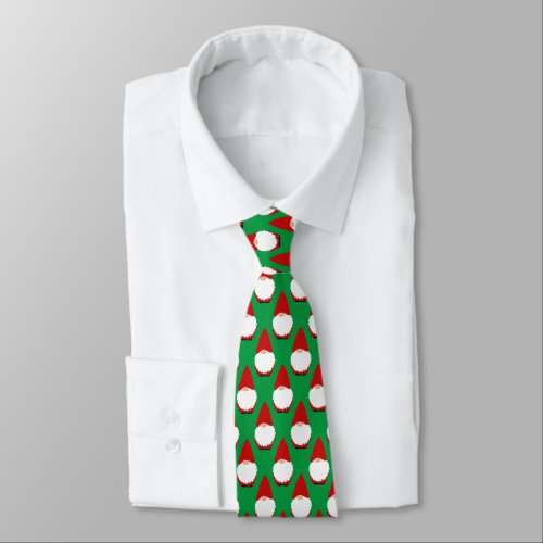Christmas gnome print red and green Holiday Neck Tie