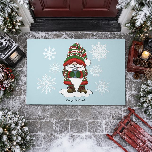 Christmas Gnome Red Green Cute Doormat (Creator Uploaded)