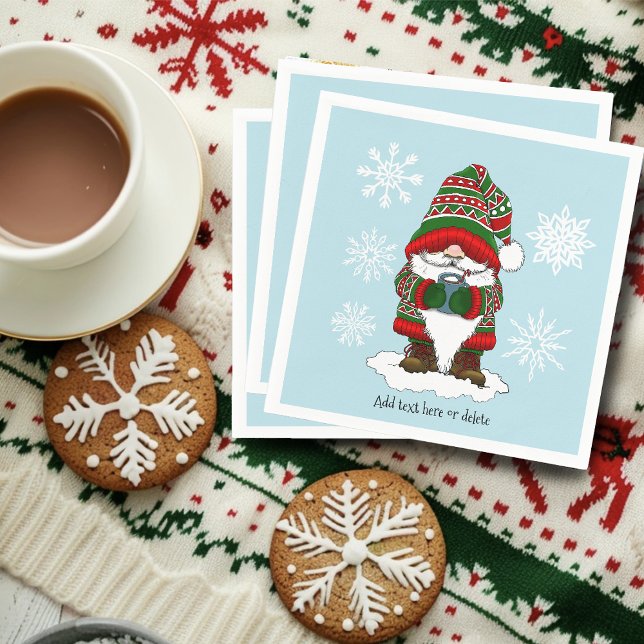 Christmas Gnome Red Green Cute Napkins (Creator Uploaded)