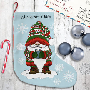 Christmas Gnome Red Green Cute Small Christmas Stocking