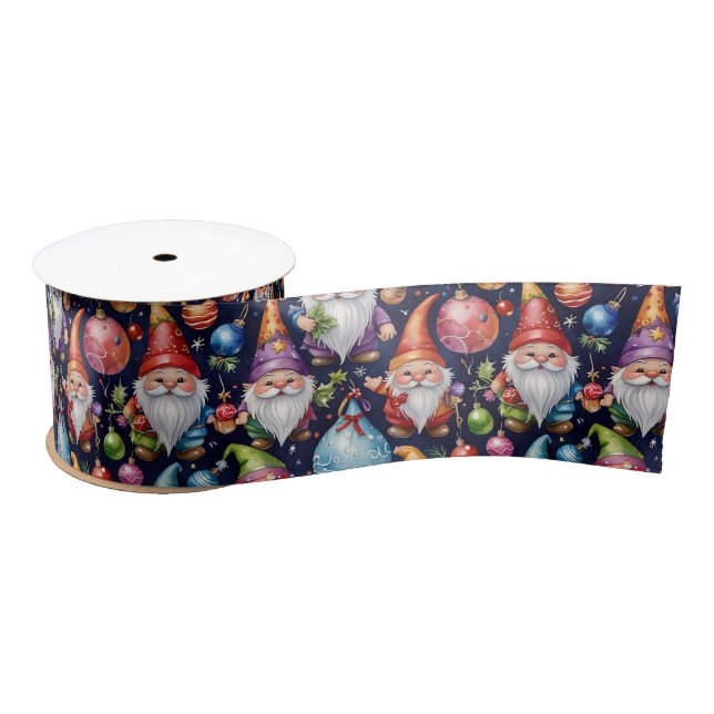 Christmas Gnome Satin Ribbon (Spool)
