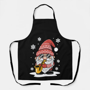 Christmas Gnome Saxophone Sunglasses Snowflake Apron