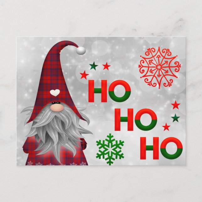 Christmas Gnome Says Ho Ho Ho Postcard (Front)