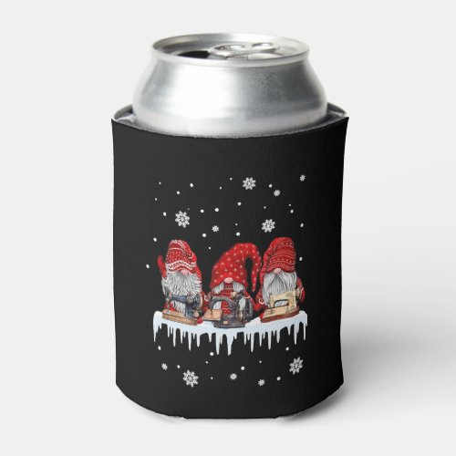 Christmas Gnome Shirt Red Gnomies Sewing Machine F Can Cooler