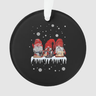 Christmas Gnome Shirt Red Gnomies Sewing Machine F Ornament