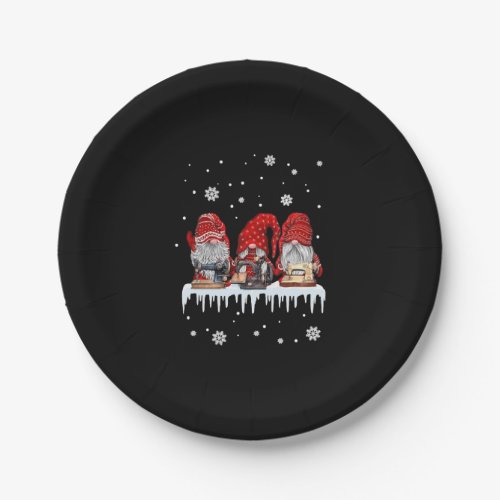 Christmas Gnome Shirt Red Gnomies Sewing Machine F Paper Plates