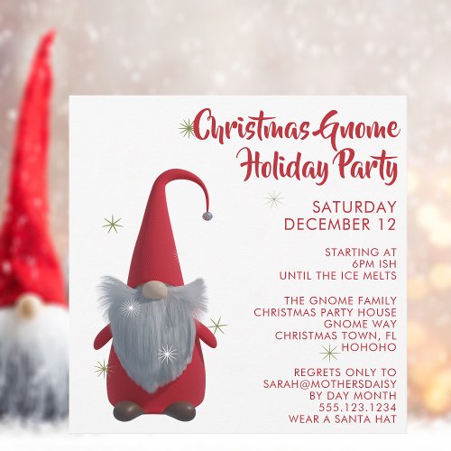 Christmas Gnome Snowflake Holiday Party Invitation