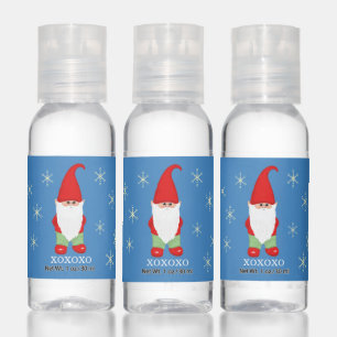 Christmas Gnome & Snowflakes on Sky Blue Hand Sanitizer