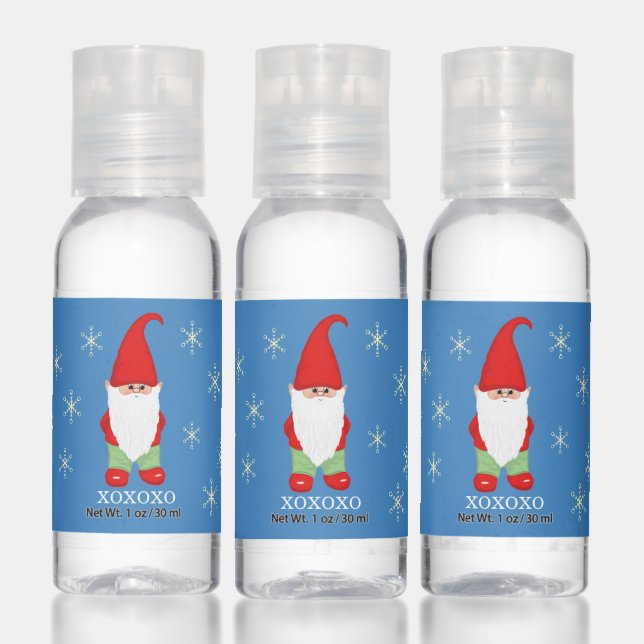 Christmas Gnome & Snowflakes on Sky Blue Hand Sanitizer (Set)