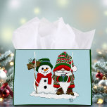 Christmas Gnome Snowman Cute Large Gift Bag<br><div class="desc">A cute Christmas gnome all in red,  green and white holding a mug of hot chocolate is standing beside a snowman with a Happy Holidays sign beside them wearing a red scarf and dark green hat</div>