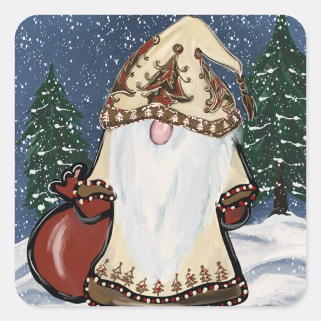 CHRISTMAS GNOME     SQUARE STICKER (Front)