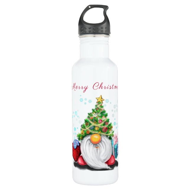 Christmas Gnome Stainless Steel Water Bottle (Front)