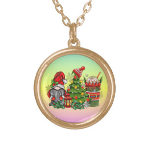 Christmas Gnome Sublimation-64340 Gold Plated Necklace