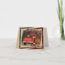 Christmas Gnome Sweet Gnome Red Truck Plaid Rustic Card