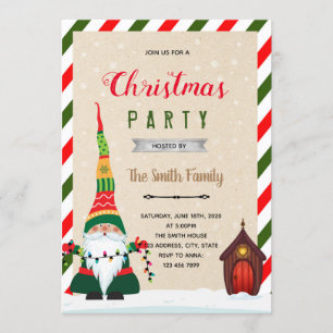 Christmas gnome theme party invitation