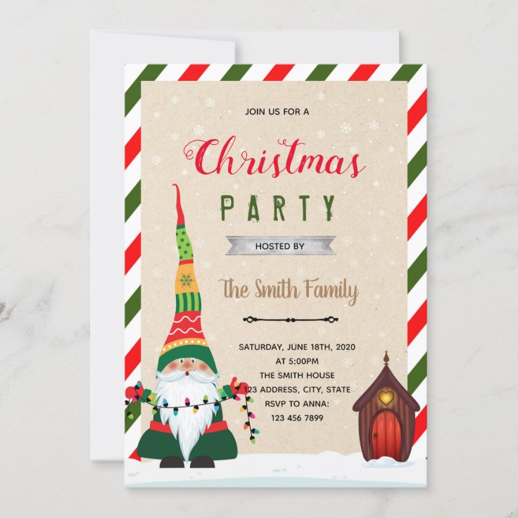 Christmas gnome theme party invitation | Zazzle