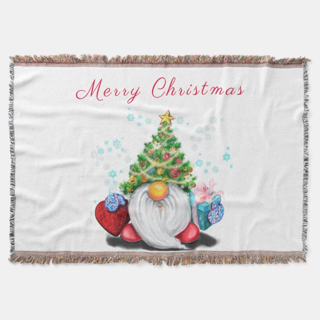 Christmas Gnome Throw Blanket (Front)