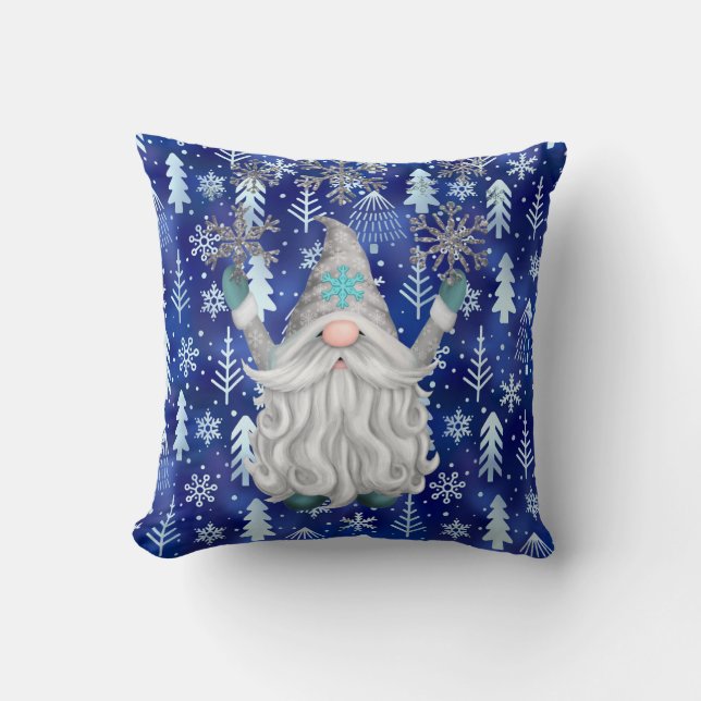 Christmas Gnome  Throw Pillow (Front)