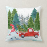 Christmas Gnome Throw Pillow<br><div class="desc">A Christmas gnome is out picking Christmas trees with his red truck.</div>