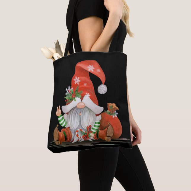 Christmas Gnome Tote Bag (Close Up)