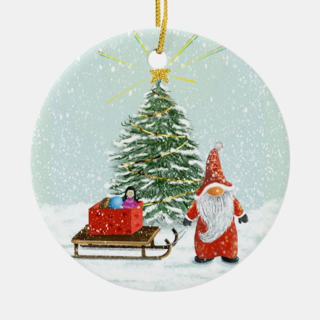 Christmas Gnome Tree Ornament (Front)