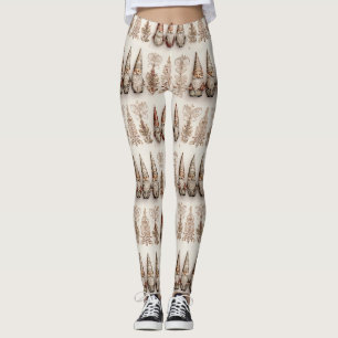 Christmas Gnome Vintage Watercolor Holiday Pattern Leggings