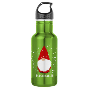 Christmas gnome water bottle with custom name