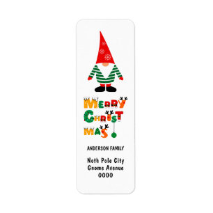 Christmas Gnome Whimsical Fonts Return Address Label