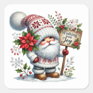 Christmas gnome wishing you joy Christmas Square Sticker