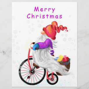 Christmas Gnome with Bike and Gift Letterhead