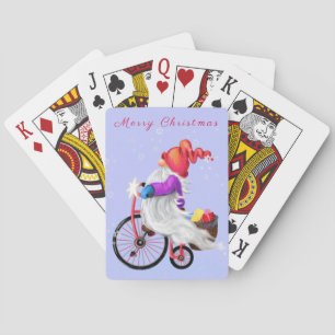 Christmas Gnome with Bike and Gift Playing Cards