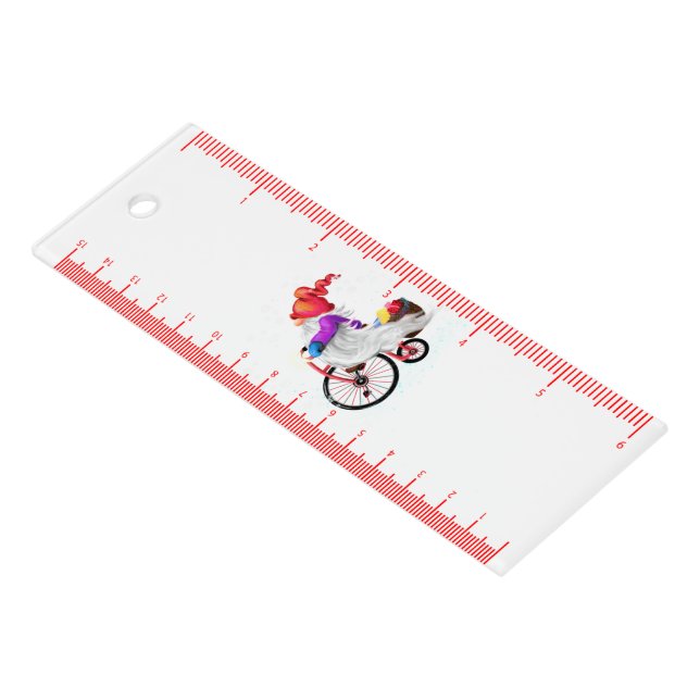 Christmas Gnome with Bike and Gift Ruler (Angled)