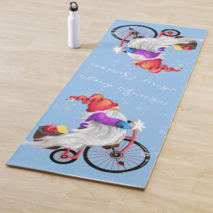 Christmas Gnome with Bike and Gift Yoga Mat