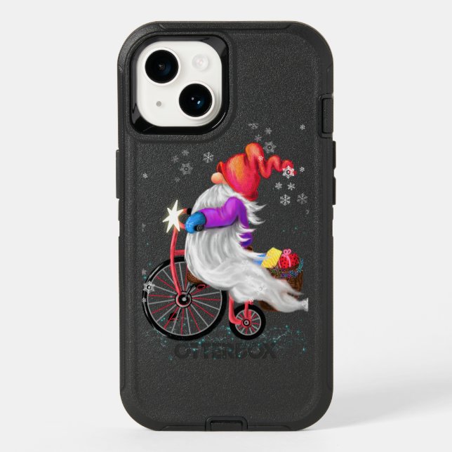 Christmas Gnome with Bike and Gifts Otterbox iPhone Case (Back)