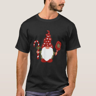 Christmas Gnome With Candy Cane Pickleball T-Shirt