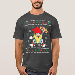 Christmas gnome with candy canes design funny T-Shirt