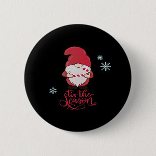 Christmas Gnome With Candycane Button