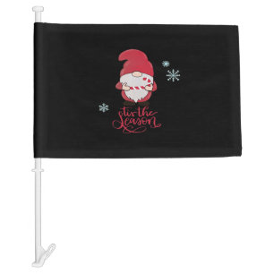 Christmas Gnome With Candycane Car Flag