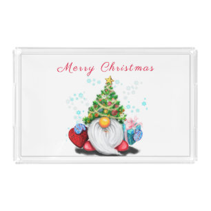 Christmas Gnome with Gift Acrylic Tray