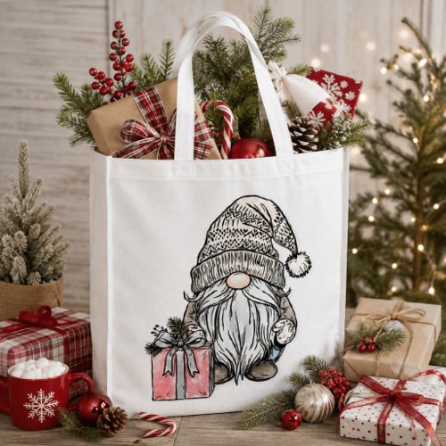 Christmas Gnome with Gift Grocery Bag