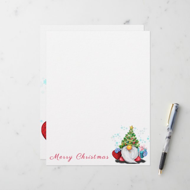 Christmas Gnome with Gift Letterhead (Front/Back In Situ)