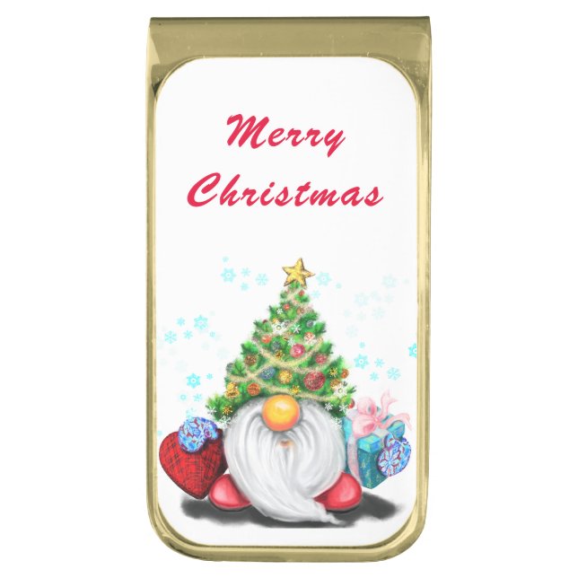 Christmas Gnome with Gift Money Clip (Front Vertical)