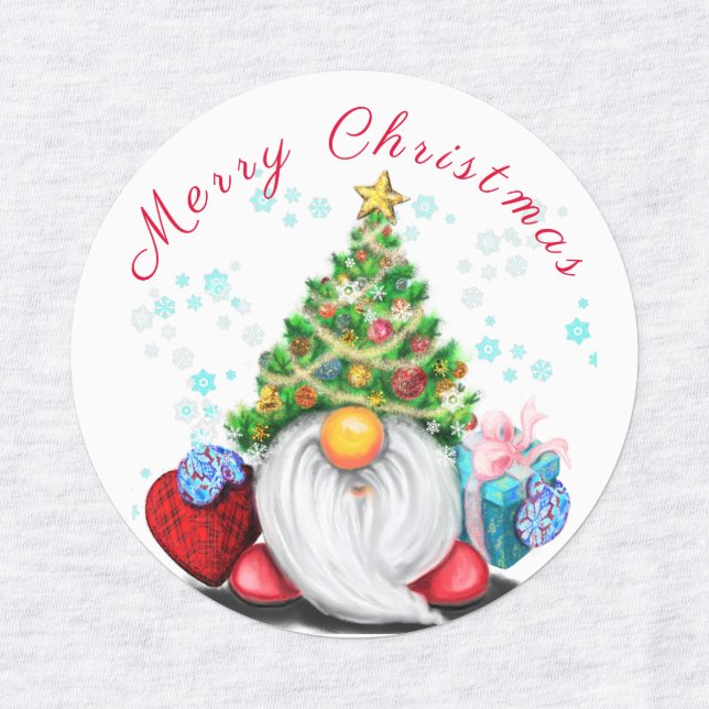Christmas Gnome with Gift Sticker (Design 3)