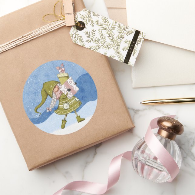 Christmas Gnome with Gifts  Sticker (Gifting)