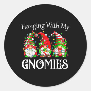 Christmas Gnome With My Gnomies Family Pajamas Classic Round Sticker