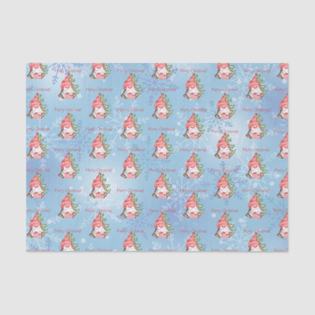 Christmas Gnome with Presents Tree Personalized  Tissue Paper (Front)