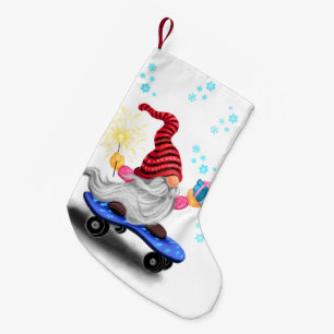 Christmas Gnome with Skateboard Stocking