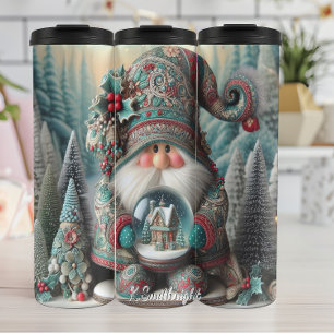 Christmas Gnome with Snow Globe Thermal Tumbler