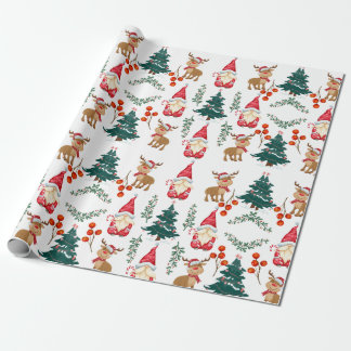 Christmas gnome wrapping paper Scandinavian