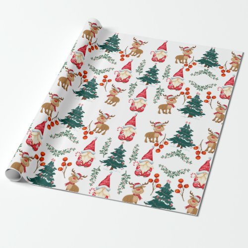 Christmas gnome wrapping paper Scandinavian 